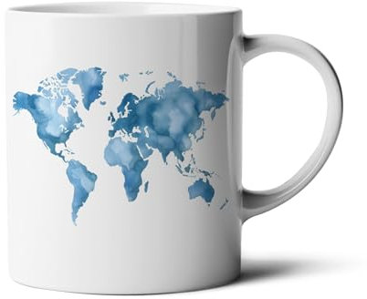 Hustling Sharks® Tasse mit Motiv - Weltkarte - 330ml Spülmaschinenfest, Keramik - weiß, Tasse mit verschiedenen Moriven der Weltkarte, Weltkarte (Weltkarte#4)