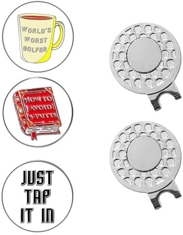 FINGER TEN Golf Ball Marker Hat Clips Magnetisch Set of 3/4/5/6 Stück Geschenk Mütze Clips mit Ballmarker oder nur Cap Clip Anzug Für Herren Damen Kinder (2 Hat Clips + 3 Ball Markers)