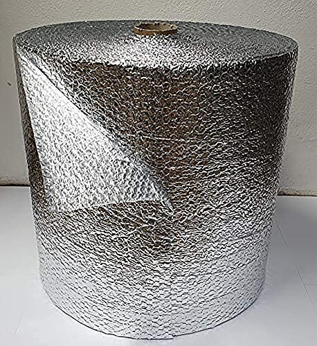 Selbstklebende doppelte Aluminiumschicht, Luftpolsterfolie, Isolierrolle, wasserdichte Dampfsperre für Wärmespeicherung in Dachboden, Wand, Boot, Wohnwagen, Haus, Schuppen, 5 mm Dicke (Größe: 1 x 10