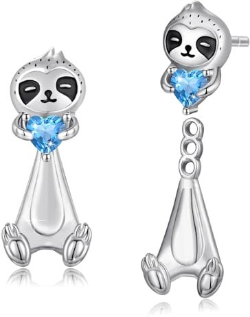 MEDWISE Faultier Ohrringe Mädchen 925 Sterling Silber Faultier Ohrstecker Doppelter Hypoallergen Faultier Schmuck Schmuck für Damen Kinder Tochter Frauen Geburtstag Weihnachts Geschenke