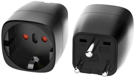 Oblinple 2 Pièces Adaptateur Prise France vers Inde, Adaptateur de Voyage UE vers Inde, Plug Europe vers Indien, Adapter Type D pour Sri Lanka, Inde, Népal, Maldives (Noir)