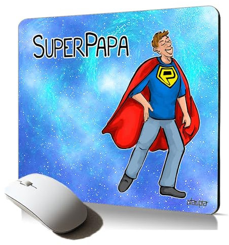 Tapis de Souris Souple Super Papa Drole Humour Cadeau Fete des Peres Artistique Humoristique Heros pour Ordinateur Portable