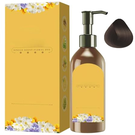 Tinte De Fragancia Floral De Dosis Única, Champú De Tinte Para El Cabello Oscuro, Champú Para El Cabello De Un Solo Agente, Champú De Tinte Para El Cabello Natural De Larga Duración (marrón)