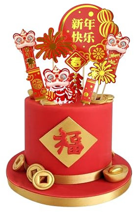 Blumomon 10 Stück Frohes Neues Jahr 2026 Kuchen Deko Chinese New Year Cupcake Topper Chinesisches Neujahrsfest Party Dekorationen Silvester Party Tortenaufleger 2026 Schlange Sternzeichen