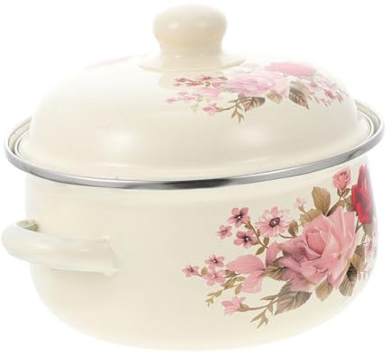 OFFSCH Pentola Smaltata Padella Antiaderente pentola Antiaderente Pan pentole di Terracotta per Cucinare pentola da Cucina Vintage pentola per zuppa da Cucina pentola da Cucina Domestica