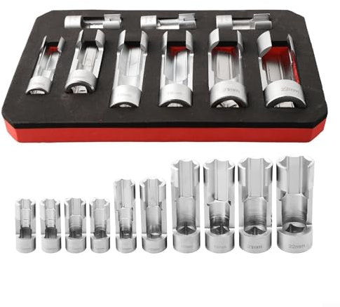 EpheyFIF Special Socket Set for Difficult Access – Fuel Line Socket Wrench, Chrome Vanadium Steel,1/4, 3/8, 1/2 Drive, Sizes 10-22mm, for ABS, Master Cylinder, Diesel Injection Pipes, and Sensors