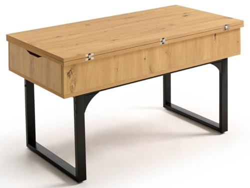 HOGAR24 ES - Mesa de Centro Elevable y Extensible – Espacio de Almacenamiento y Diseño Moderno - Color Madera.