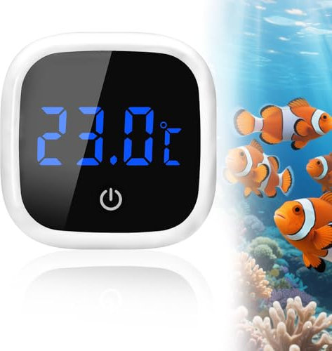 Termometro per acquario – Mini termometro digitale con sensore di alta precisione e LED per contenitori di pesce, acquari d'acqua dolce e marina