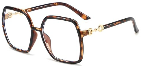 EYEGLSMST Übergroße Quadratische Lesebrille 1,0 für Damen, Großer Modische Blaulicht Blockierende Computerleser, Stilvolle Gross Leser Brille
