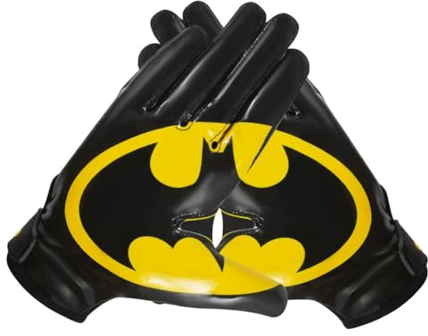 Exote Sports Youth Football Gloves American Reciever Villain Football Gloves for Adult Men Women and Boys with Super Sticky Silicone Grip Palms Ultimate Performance Booster (Adult Large)
