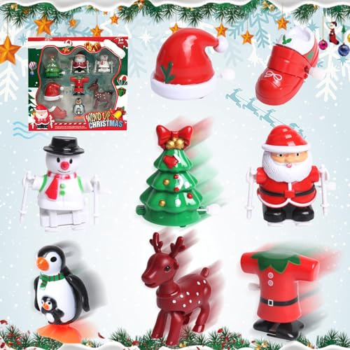 8 Stück Weihnachten Aufziehspielzeug, Weihnachten Uhrwerk Spielzeug, Aufziehfigur Weihnachten, Weihnachtsmann Figur Uhrwerk Spielzeug, Kinder Aufziehspielzeug für Party Mitgebsel Weihnachten