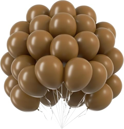 EWODEIEW Luftballons Braun, 60 Stück 10 Zoll Retro Braune Latex Ballons,Matt Kaffee Helium Luftballon,Luftballon Girlande Partyballon für Geburtstag Babyparty Hochzeit Party Deko