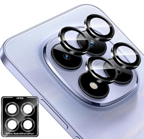 Xunzii Pellicola Fotocamera per Xiaomi Redmi Note 15 Pro/15 Pro Plus/Poco M8 Pro 5G - [Nero], Durezza 9H Anti-Graffio Vetro Temperato Camera Protezione Lente, HD Senza Bolle Lente Protettiva Film