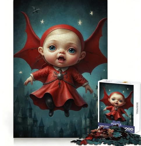 Little Red Vampire 1000 Piece Jigsaw Puzzles for Adults Recall Boost Smooth Thick Real Challenge Wall Accent (38x52cm)