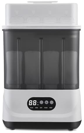 4 in 1 Babyflaschen Sterilisator mit Trockner und Warmhalter, Dampfsterilisator mit LCD Touchscreen, 9 Flaschen Kapazität, 24h Sterile Aufbewahrung für Schnuller Sauger