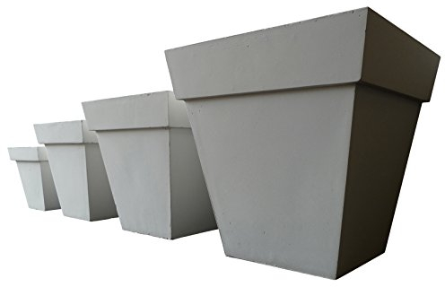 point-garden 4er Set Blumenkübel Pflanzkübel Pflanzgefäß Blumentopf weiß eckig in verschiedenen Größen