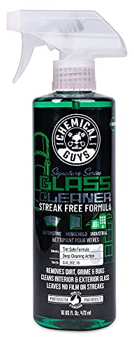 Chemical Guys Glass Cleaner Signature Series - Ammonia-Free Window and Mirror Spray for Cars, Trucks, SUVs, and RVs - Safe for Tinted Glass, Windshields, Household Windows & Interior Surfaces - 16 oz