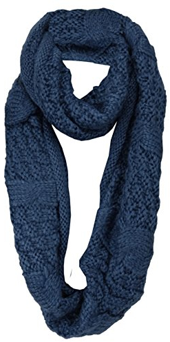 Loop Strickschal in dunkelblau einfarbig - Schal Größe 160 x 35 cm