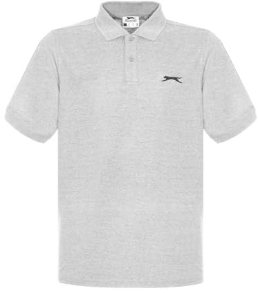 Slazenger Mens Plain Polo Shirt Grey Marl M