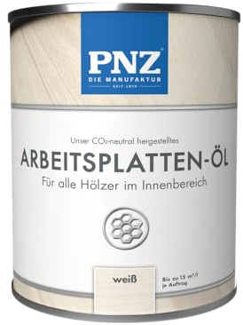 PNZ Arbeitsplatten-Öl für Innen | Nachhaltig hergestellt mit regionalen Rohstoffen | Made in Germany | für Küchenholz, Arbeitsplatten, Schneidebretter, Gebinde:0.25L, Farbe:weiß