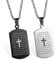 JewelryWe Herren Halskette Kreuz Erkennungsmarke: 2pcs Edelstahl Englisch Bibel Herr Gebet Kruzifix Kreuz Vaterunser Dog Tag Hundemarke Anhänger mit 55cm Kette Schwarz Silber, kostenlos Gravur