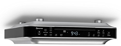auna KRCD-100 BT Unterbau-Radio Küchenradio (CD-Player, Wecker, Timer, UKW-Radio, Bluetooth, MP3, LCD-Display, 29 x 8 x 26,5 cm (BxHxT), ca. 1,2 kg, Leistung 2 x 12 Watt RMS) schwarz