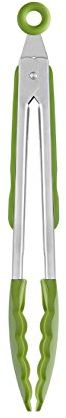 BRA Prior Pinza de Cocina Apta para el Contacto con los Alimentos, Acero Inoxidable 18/10 y Silicona, Verde, 28.5 cm