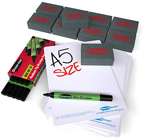 SUPERTOUGH trocken abwischbare Whiteboards A5, neutral, Packung klein