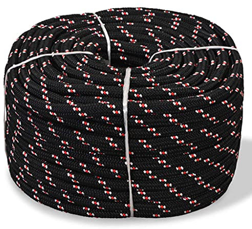 vidaXL Cuerda Marina de PP 12 mm 50 m Negra SOGA Mecate Cabo Hogar Bricolaj