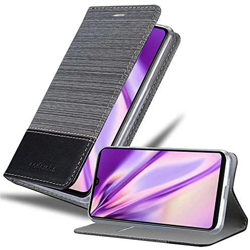 Cadorabo Hülle kompatibel mit Huawei P30 PRO aus Premium Jeans und Kunst Leder Flip Klappbare Stoßfeste Magnetische [Standfunktion] [Kartenfächern] Cover Hülle für Huawei P30 PRO Tasche in Grau