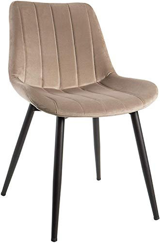 Chaise en velours avec pieds en métal noir 51,5 x 58 x 82 cm Beige
