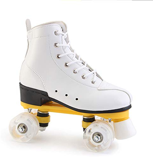 DLLY Rollschuhe Für Erwachsene/Kinder/Anfänger, Zweireihige Roller Skates Für Männer Und Frauen, Innen- Und Außenbereich Skating-Schuhe, Weiß, Schwarz, Pink, Verschiedene Größen,Weiß,44