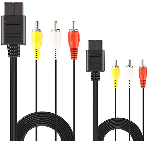 2Pack 6Ft AV Composite Video Cable Cord Compatible with Nintendo 64/N64/GameCube/Super Nintendo SNES TV Game