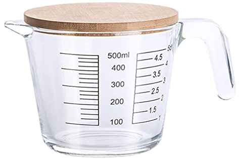 BESTonZON Glas Messbecher mit Deckel Messbecher Küche Kleine Kaffee Milch Creamer Krug mit Milch Kaffee Espresso Krug Backen Werkzeug 500ML