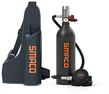 Tauchflasche für Flachwassertauchen 1L Mini-Taucherflasche unterstützt 15-20 Minuten Unterwasseratmung Tauchflaschen für Unterwasser-Sightseeing/Fotografie/Fischen/Reinigung des Bodens,Paket A-Schwarz