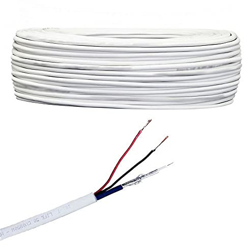 LeoFla Cavo da 100 Metri Coassiale RG59 Matassa Cavi Video Alimentazione per Telecamere, Variabile, Media