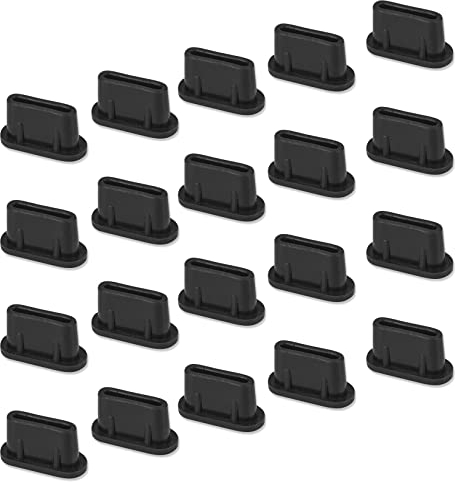 20x USB C Anti Dust Plugs for iPhone 16 15 Plus Pro Max, Samsung Galaxy S24, S23, S22, S21, S20,A53, Pixel, MacBook, Laptop, Cell Phone Dust Cover for Any USB Type C Charging Port- Black