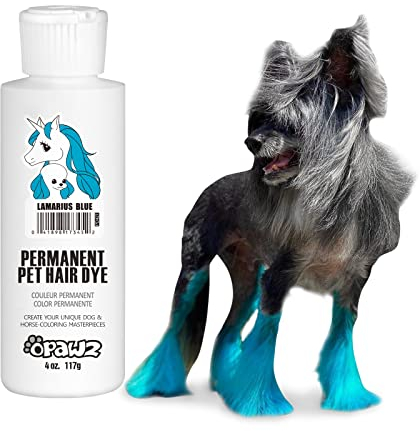 OPAWZ Permanenter Haustier Haarfarbe, Berufsstand Haustier sicherer Farbstoff hält über 20 Haarwäschen, leuchtende Farbe für Hunde und Pferde (Lamarius Blau)