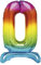 Unique Party 13260 - Riesen Stehen Nummer 0 Ballon - 76 cm - Regenbogen, Rainbow