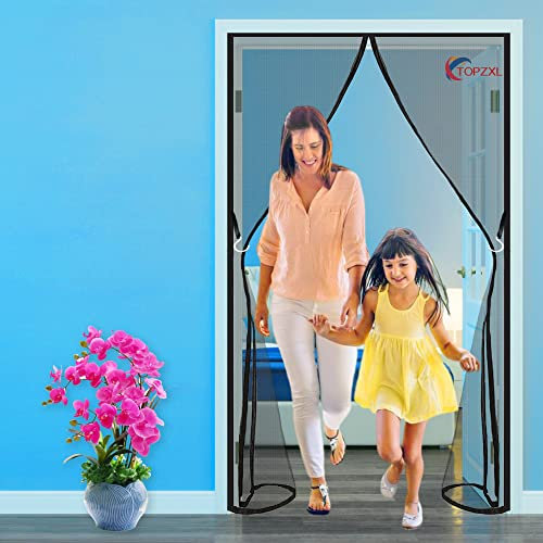 Rideau de Porte Antimoustique, 240x200cm Moustiquaire Porte Magnétique, Rideau Maille de Porte Fenêtre, Pas de Perçage, pour Cuisine/Salon/Chambre, Noir, 663 Tailles