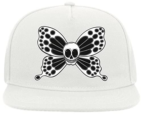 Cranio Farfalla Death Angel 5 Pannello Snapback Visiera Piatto Cappello Cappello Da Baseball Bianco, bianco, Taglia unica