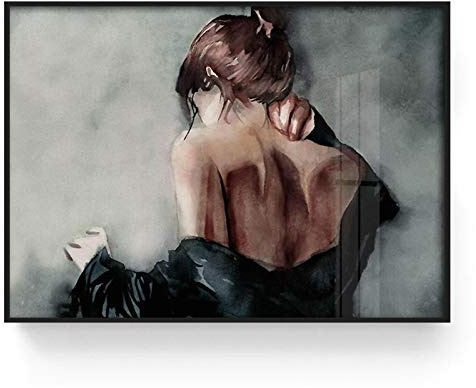 Yinaa Decor Leinwand Gemälde Poster Schlankes Mädchen Rückansicht Porträt Wandkunst Druck Industrie Loft Wandbild für Wohnzimmer Dekor 80x120cm Rahmenlos