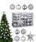 NEFLSI 101pcs Weihnachtskugeln Weihnachtsdeko Set-3 cm/4 cm/6 cm,Weihnachtsbaumschmuck,Weihnachtsbaumkugeln mit Baumspitze,Christbaumschmuck Hängedekorationen,(Matt,Glänzend) Silber