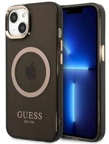 Guess GUHMP13MHTCMK Hülle für iPhone 13 6,1 schwarz/Black Hard case Gold Outline Translucent