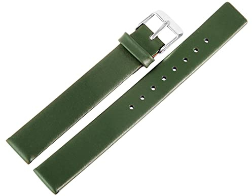 LEONARDO VERRELLI – Uhrenarmband Leder Dornschließe Breite 14 bis 22 mm (Stegbreite: 22 mm, dunkelgrün)