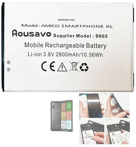 Aousavo Batteria per Brondi Amico Smarphone XL S602 Batteria di ricambio S602 compatibile con BRONDI Amico Smartphone XL 3.8V 2800mAh