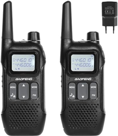 Baofeng walkie talkie BF-T8 PMR446 Radio bidirezionale senza licenza, 16 canali professionali ricaricabili a lungo raggio Walkie talkie (nero, 2 pacchetti)
