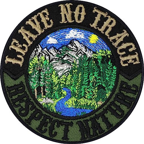 Leave no trace Patch Naturfreunde Aufnäher Camping Patches zum aufbügeln Wohnwagen Patch für alle Stoffe Respect nature Sticker Camper Van Patch Aufbügler 80x80mm