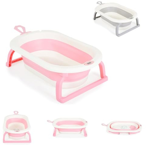 Cangaroo faltbare Babybadewanne Terra Digitalthermometer 87 cm lang Wasserablauf rosa