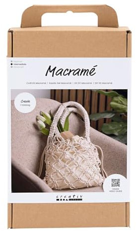 Creativ Bastelset Makramee, weiß, Tasche, 1 Packung